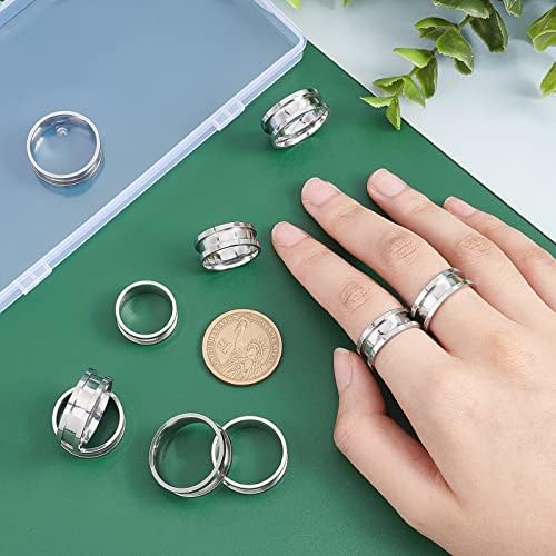 UNICRAFTALE 21pcs 7 Size Blank Core Ring Stainless Steel Finger Ring Grooved Inlay Ring Round Empty Ring Blanks for Resin Ring Wedding Ring Jewelry Making Size 6~12