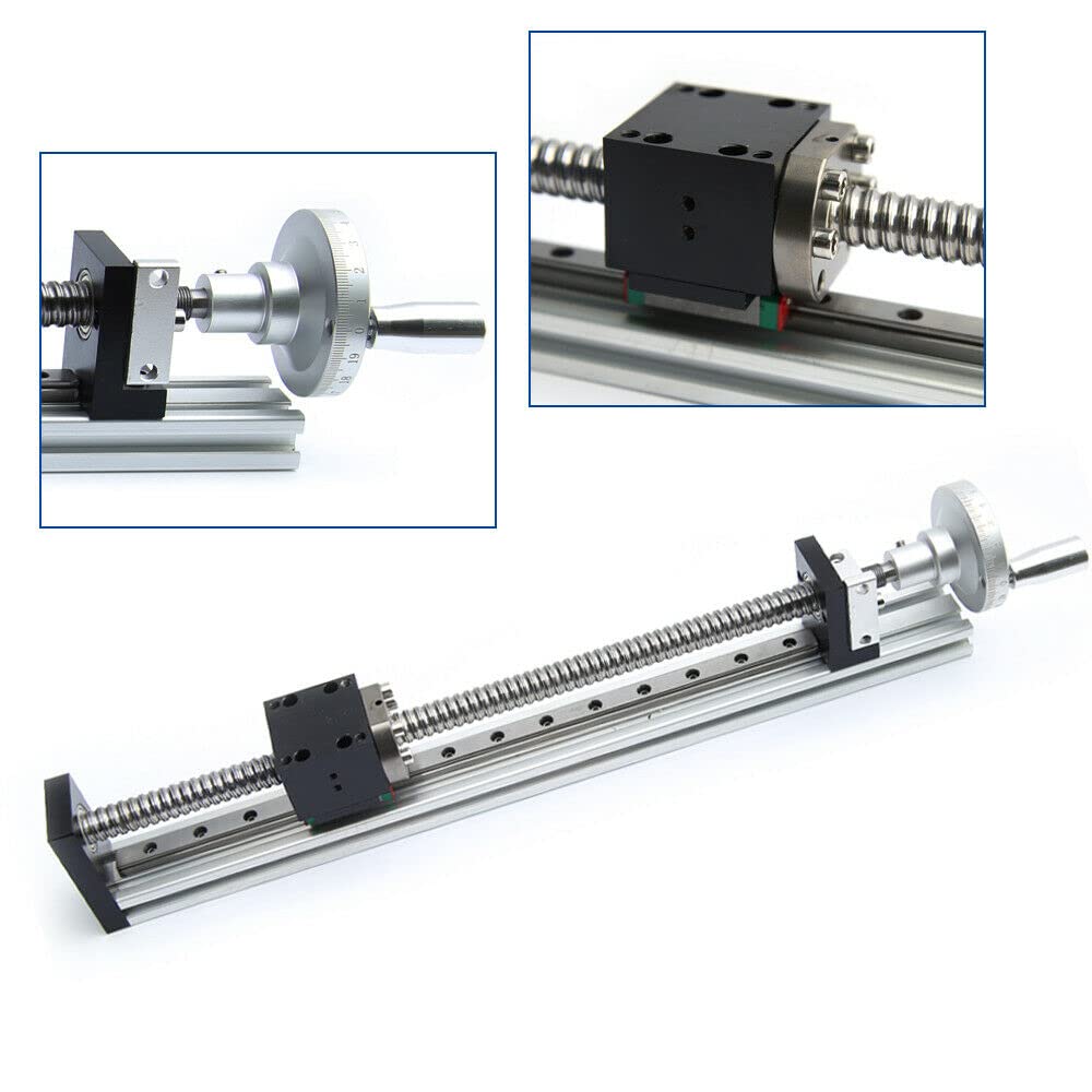 8 Inch Ball Screw Actuator, Linear Motion Actuators with Handwheel Manual Sliding Table CNC Linear Rail Guide Slide Stage Linear Motion Slide Rails Linear Bearings and Rails 200mm Stroke