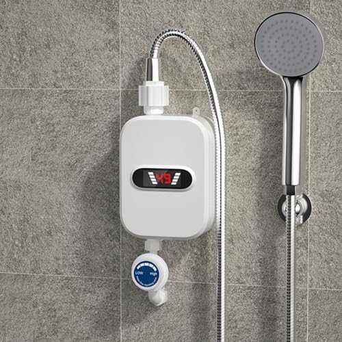 Chauffe-eau électrique 3500w | Chauffe-eau instantané avec affichage LED, pomme de douche | Étanche | Température constante | Pour Douche Salle de Bain Cuisine | 30~60°