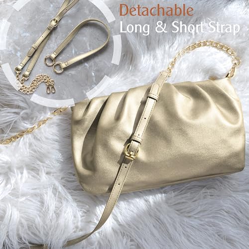 Women Ruched Shoulder Handbag Cloud Pouch Hobo Bag Convertible Clutch Soft Vegan Leather Cross body Bag3