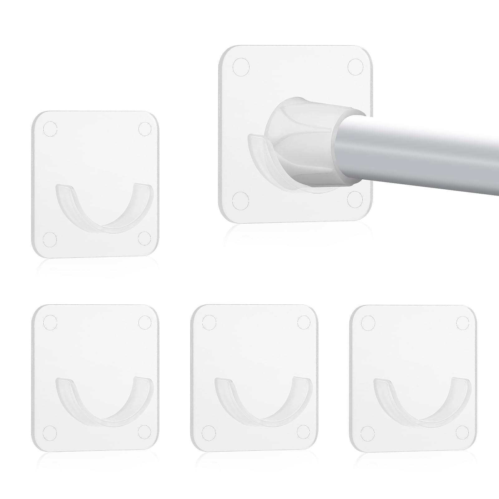 4 Pcs Tension Rod Holder - Shower Curtain Rod Holders For Wall Adhesive, Nail Free