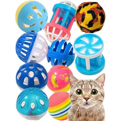 HEUHAI 10-Pack Cat Balls Toys - Colorful Bell Balls for Endless Fun - Cat Toys Balls Set for Indoor Cats Cover