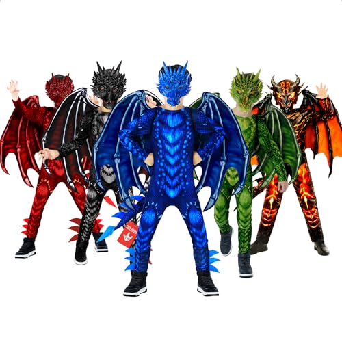 Morph Déguisement Dragon Enfant Bleu, Costume Dragon Enfant, Déguisement Animaux, Costume Carnaval Garcon, Deguisement Halloween Garcon XL