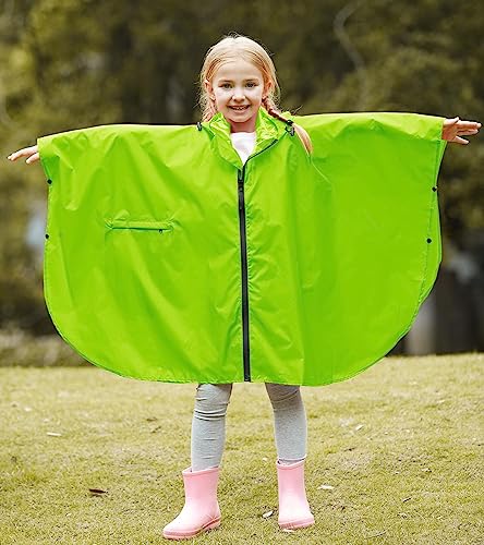 Image of SaphiRose Lightweight Kids Rain Poncho Waterproof Jacket Zipper Up Rain Coat