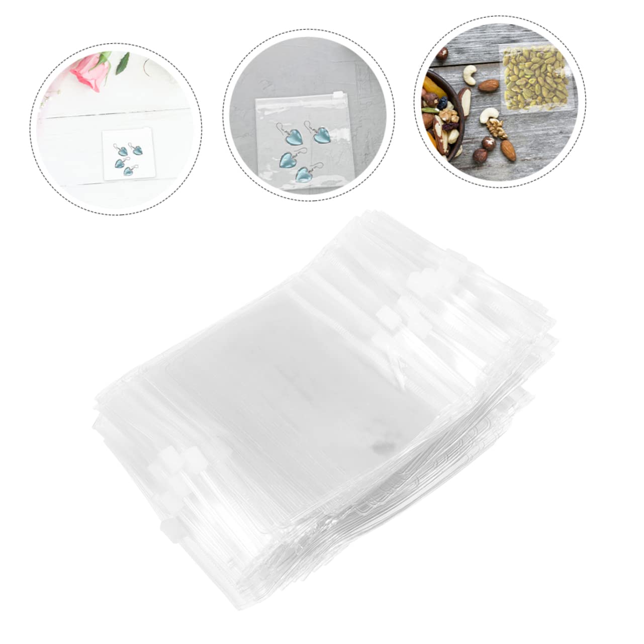 100pezzi Sacchetti Sigillati in Pvc Trasparente Sacchetti Autosigillanti Per Gioielli Ciondoli e Piccoli Oggetti Impermeabili e Resistenti