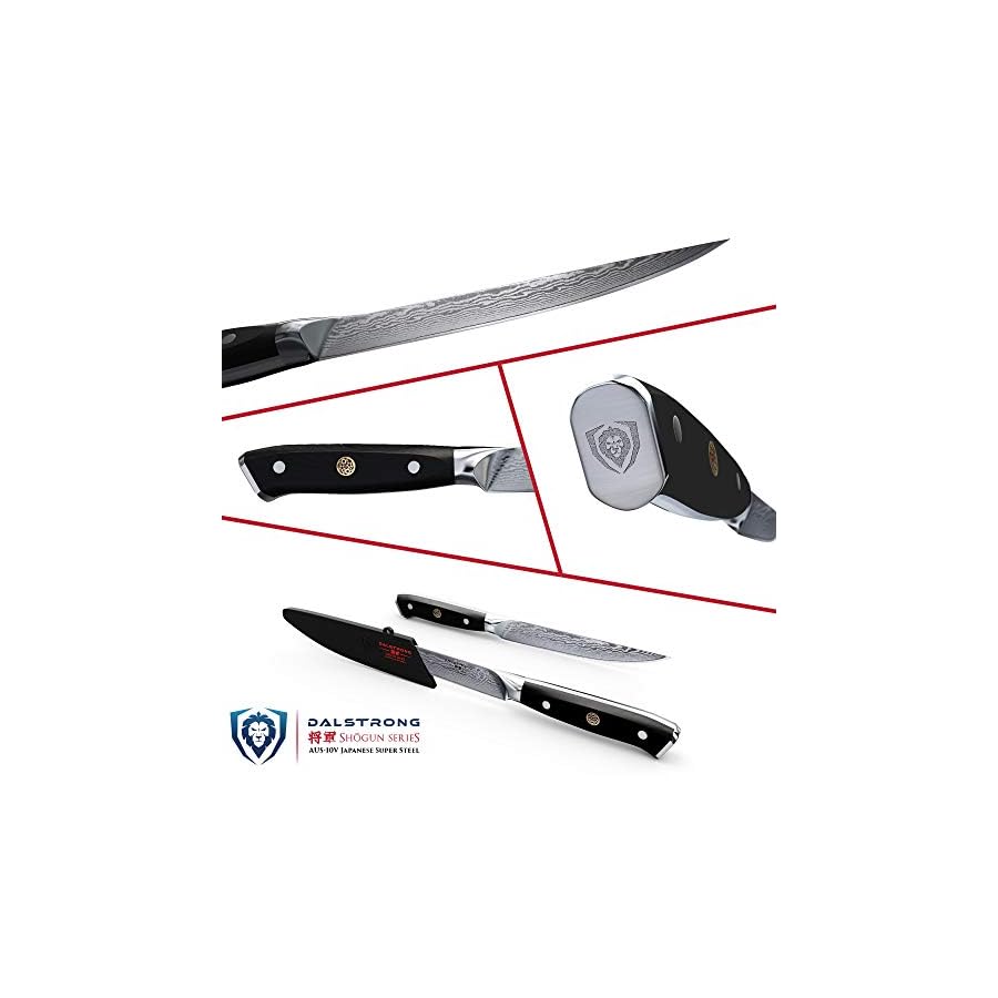DALSTRONG-Steak-Knives-Set-5-Shogun-Series-Damascus-Japanese-AUS-10V-Super-Steel-Boxed-Sheaths Dalstrong Steak Knives Set -5"-Shogun Series ELITE-Damascus-Japanese AUS-10V Super Steel - 4pc-Razor Sharp Fillet Knives-Table Set- Razor Sharp Kitchen Knife Set-w/Sheaths