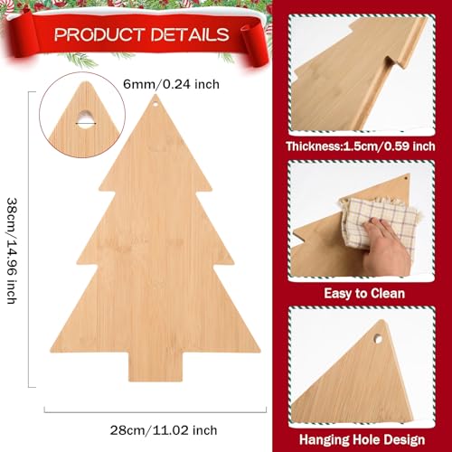 Tabla de Cortar de Bambú con Forma de Árbol de Navidad, Tabla Decorativa para Quesos y Embutidos, Ideal como Regalo para la Navidad o para una Fiesta de Inauguración de Hogar miniatura 2
