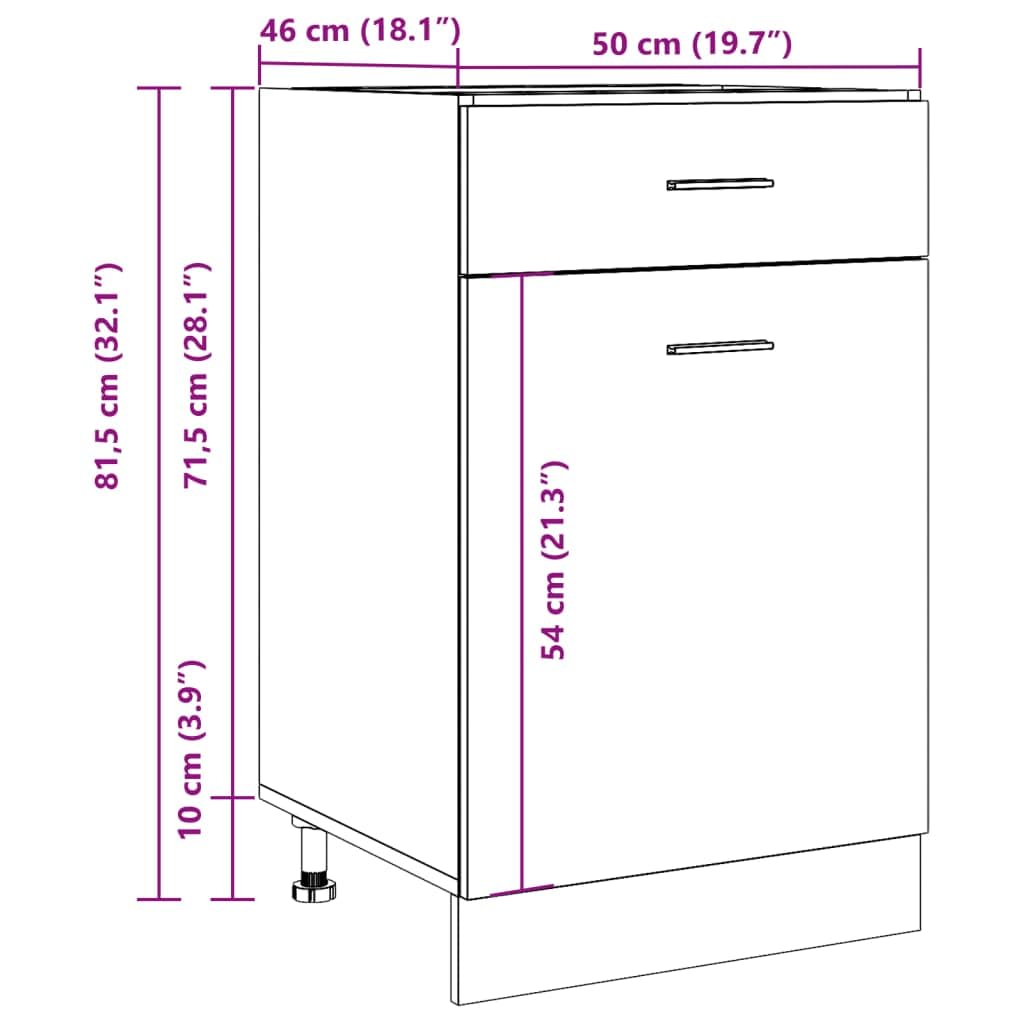 vidaXL Schubunterschrank Lyon Altholz-Optik 50x46x81,5 cm Holzwerkstoff