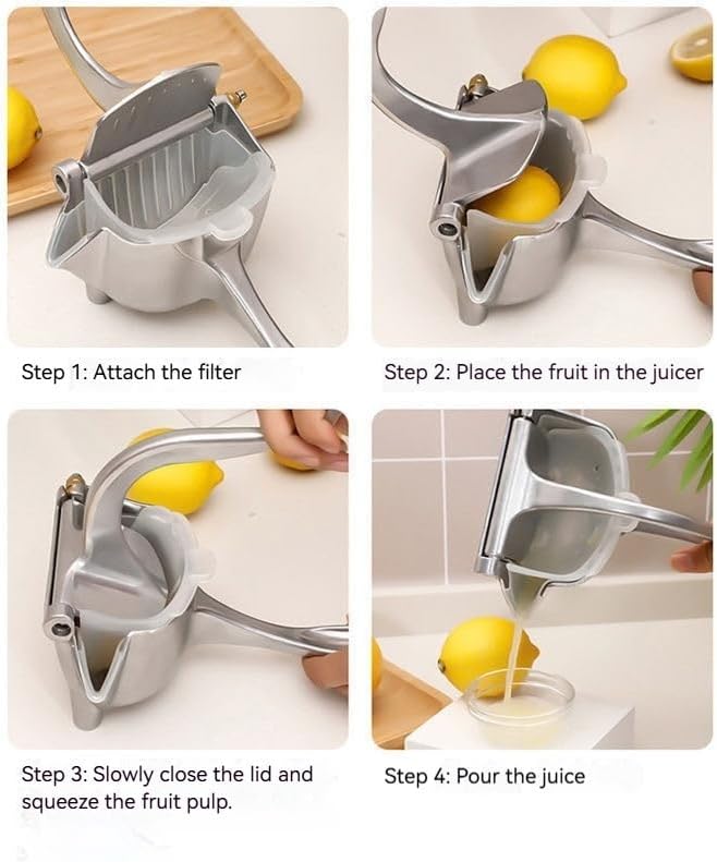 Miniatura 7 de Exprimidor manual, prensa de jugo de mano para limón, granada, lima y cítricos, exprimidores Manuel con agarre ergonómico, fácil de limpiar,