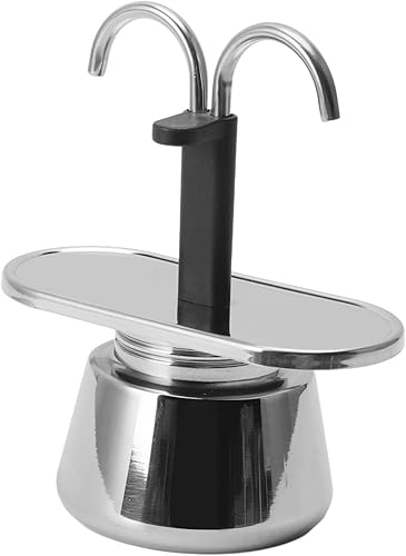 CHICIRIS Cafetera, olla, cafetera, 2 tazas de 3.4 fl oz, olla doble de acero inoxidable, moca, cafetera italiana de conducto DIY