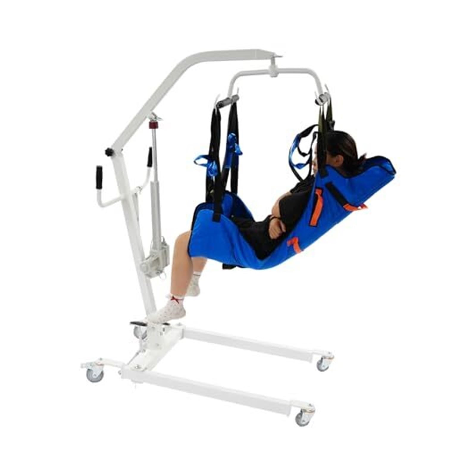 Elektryczny podnośnik dla pacjenta, nośność 150 kg, mobilny podnośnik sufitowy z awaryjnym opuszczeniem, regulowana podstawa, nylonowa chusta do podnoszenia osób starszych w domu i placówkach opieki