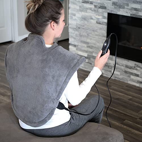 Image of DMI XL Plush Micro-Fleece Neck and Shoulder Heating Pad, Contoured Heat Therapy Sooths Stiff and Tired Muscles, 2-Hour Auto Shut-Off, 3 Heat Settings, FSA and HSA Eligible