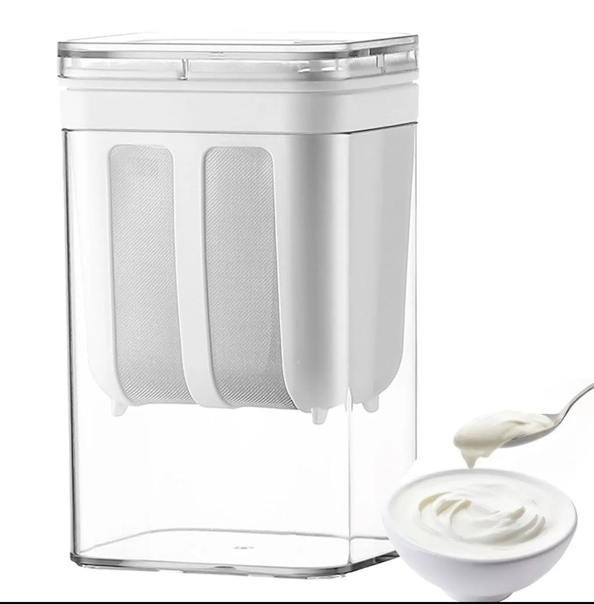 Yogurt Maker Curd Strainer 1100ml Greek Yogurt Multipurpose Yogurt with Fine Mesh Bag & Lid Reusable, Pouch Filter Kitchen Whey Separator Tools for Yogurt Juice Tea Nut Milk Cheese-image-15