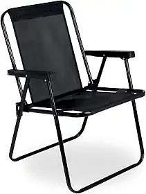 Cadeira Praia Alta de Aço Piscina Lazer 110kg Lillos Pet (Preto)
