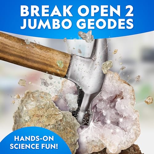 Image of National Geographic Jumbo Geodes Kit - Break Open 2 Large Geodes with Crystals Inside, Earth Science Kit for Kids, Geology Gift for Boys and Girls, STEM Rock and Mineral Toy
