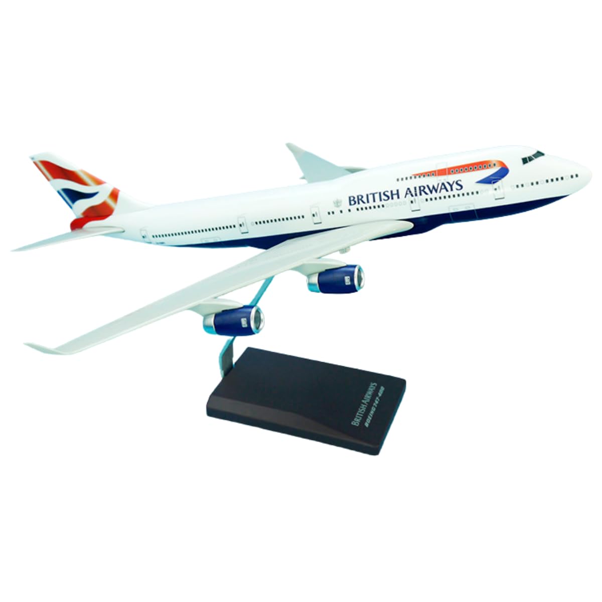 AeroClix British Airways Model Plane Boeing 747-400 with G-CIVY registration in 1/200 scale, 37 cm long plastic model plane