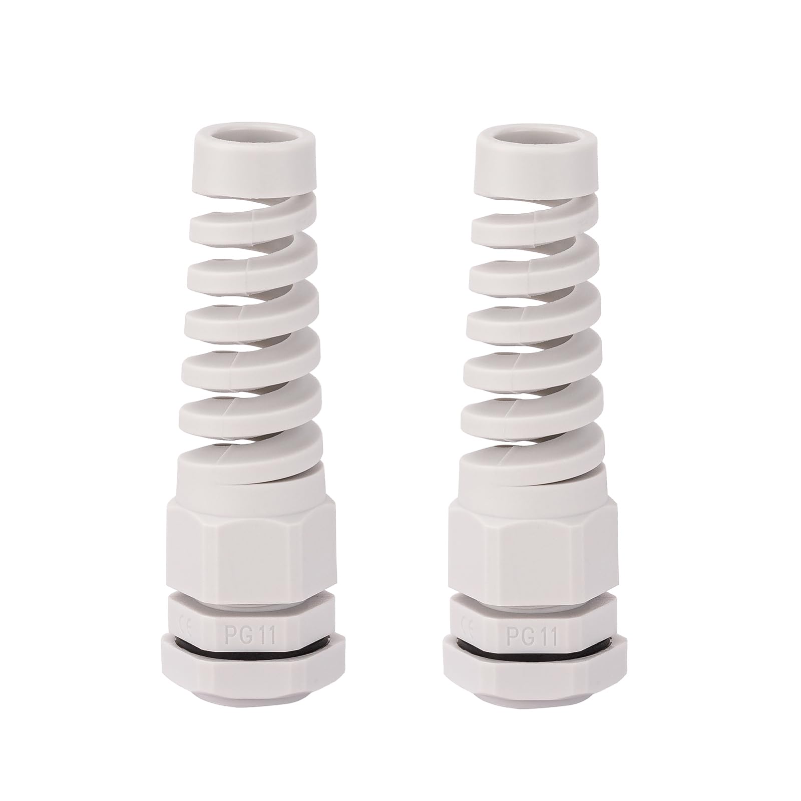 2 Pcs PG11 Cable Gland with Strain Relief, Nylon Joint Adjustable Locknut, IP68 Rated (White)