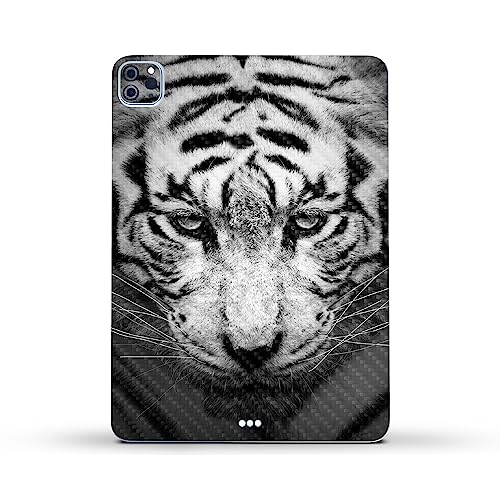Image of MightySkins Carbon Fiber Skin Compatible with Apple iPad Pro 11 inch M2 4th Gen (2022) Full Wrap Kit - Mono Tiger | Protective, Durable Textured Carbon Fiber Finish | Easy to Apply | Made in The USA