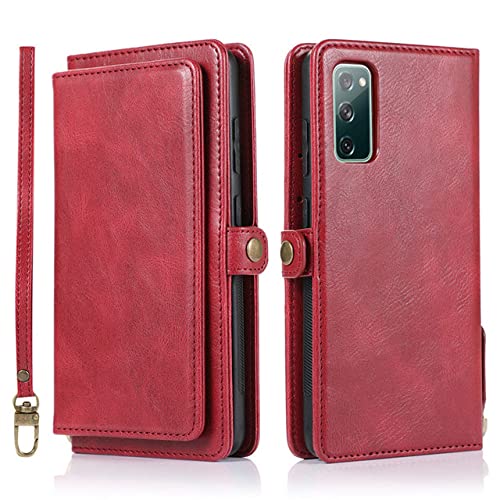 Housse portefeuille Samsung Note 20 Ultra S21 A52 rouge avec porte-carte