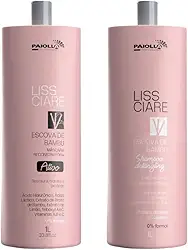 Kit Profissional Progressiva Bambu Shampoo Detangling 1L e Máscara Reconstrutora com Ácido Hialurônico, Sem Formol