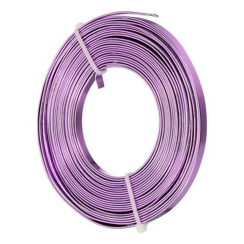 Image of uxcell 18 Gauge Flat Aluminum Wire, 16.40 ft 5mm Wide Aluminum Crafts Wire for Flower Bonsai Crafts Carving DIY Bezel Sculpting Gem Metal Wrap, Light Purple