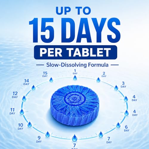 Image of Msvvko Toilet Bowl Cleaner Tablets 100 Count - Blue Toilet Tank Cleaner Blocks Bulk Pack, Long Lasting Bathroom Deodorizer, Hard Water Stain Remover & Descaler, Septic Safe No-Scrub Daily Freshness