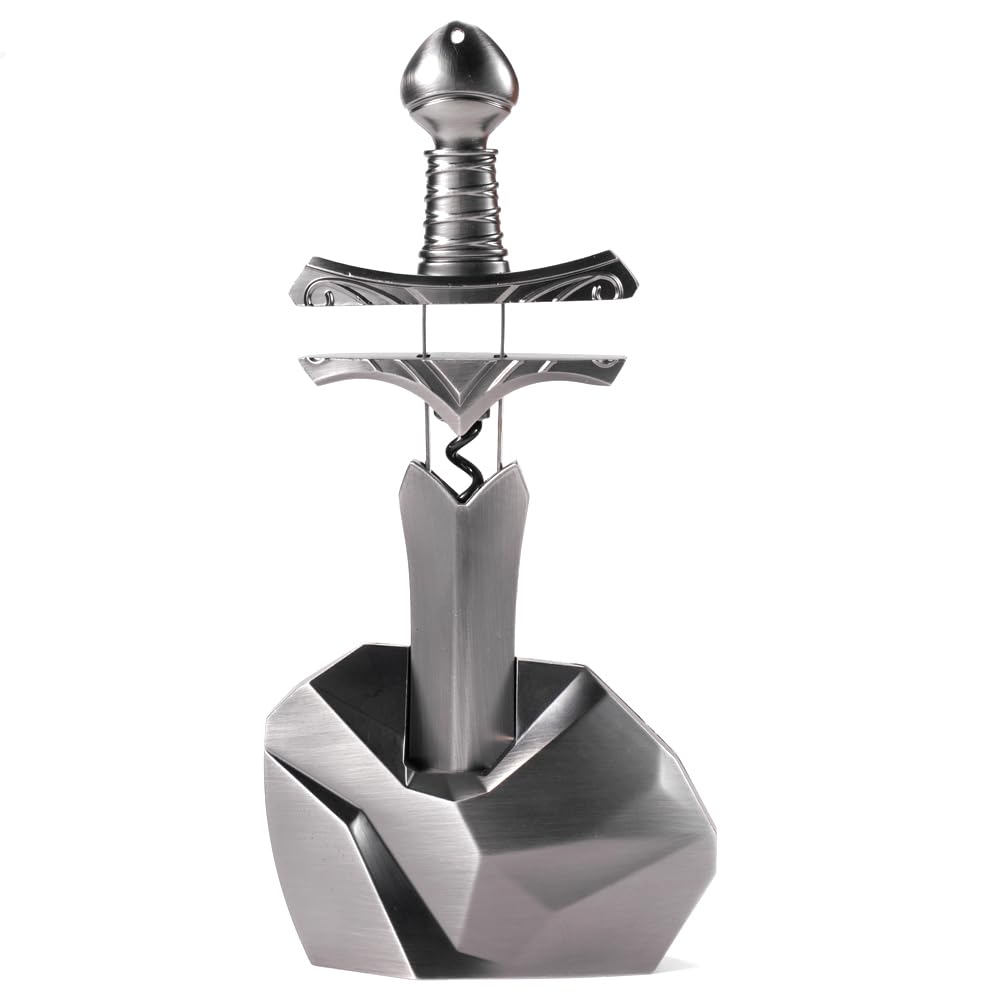 2-in-1-Weinöffner für alte und zerbrechliche Korken, Zweispitze Korkzug für gealterte Weine, Krümelfreie Korkenentfernung, Dekoratives Ornament des Schwertes im Stein.