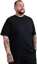 Camiseta Masculina Plus Size Lisa Manga Curta 100% Algodão Básica Tamanho Grande Confortável Zero Kelvin