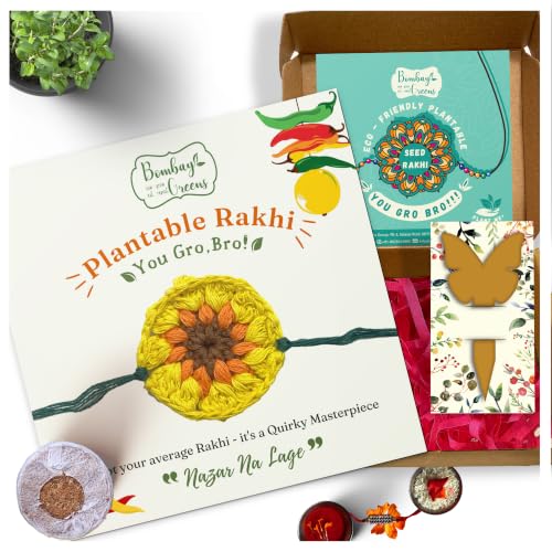 Image of Bombay Greens Plantable Seed Rakhi for Brother Eco- Friendly DIY Grow Kit| Grow Plants from Seeds Rakhi | Rakhi Gift Set - Sunflower
