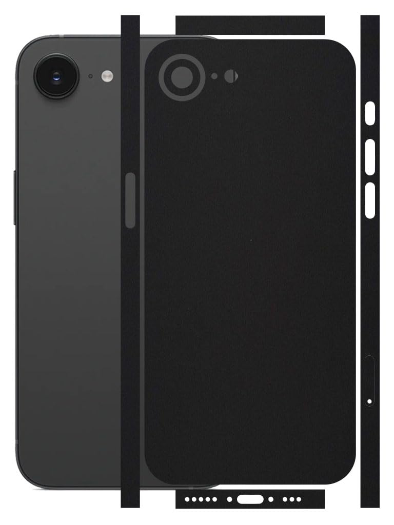 AtOdds - Full Body Back Screen Guard Protector Film - Lamination Wrap Skin Sticker for iPhone 16e | Scratchproof Matte Finish (Design - Matte Black)-image-37