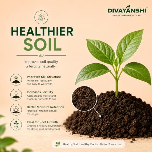 Image of Divayanshi Organic Vermicompost for Plants & Gardening | Natural Soil Conditioner for Home Garden, Pots & Terrace Plants-1kg