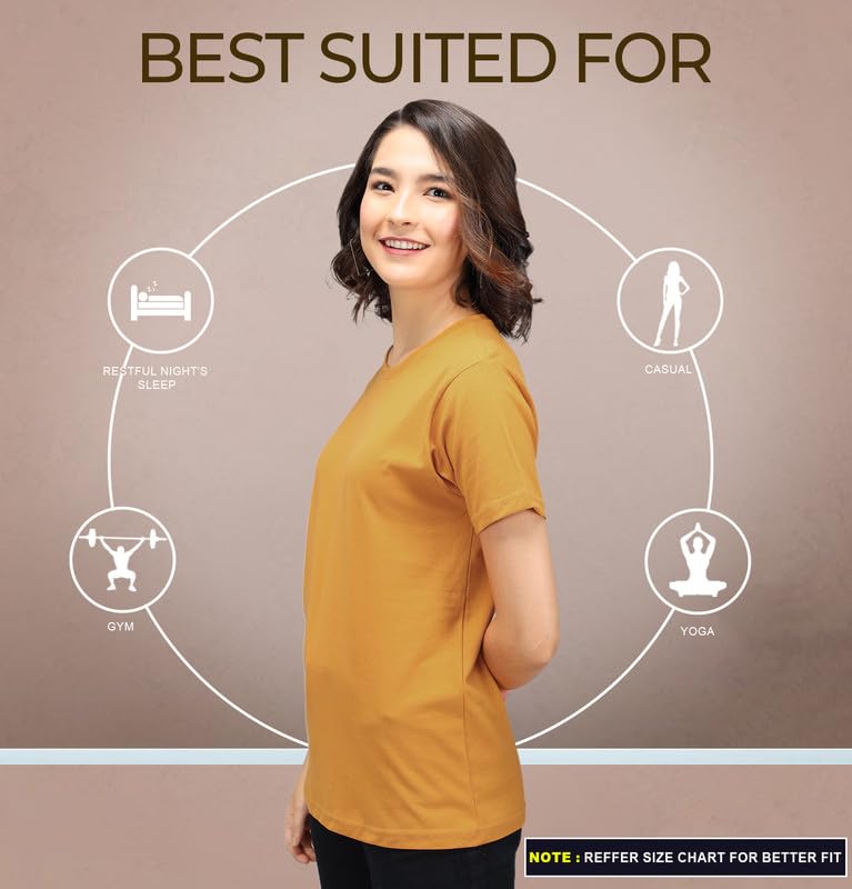 Image of Sleepynuts Women Boyfriend Plain Round Neck Half Sleeve T-Shirt