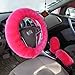 Car Steering Wheel Cover with Handbrake Cover & Gear Shift Cover CXTIY Fashion Steering Wheel Wrap Faux Wool Fluffy Soft and Warm in Winter Diameter 14.96