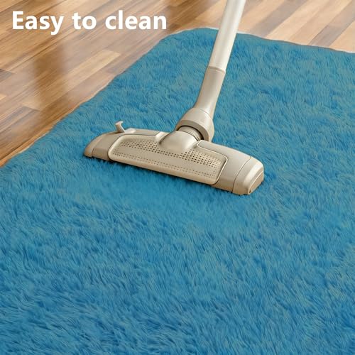 Tapis salon polyvalent extra doux bleu uni 190 x 300 cm