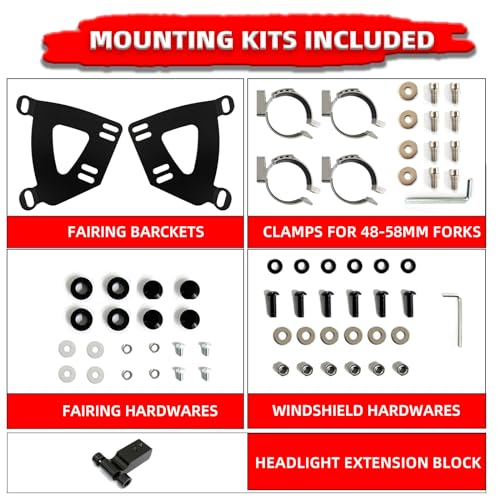 Image of FATECIM Motorcycle 5.75 inch Headlight Fairing with 11 inch Dark Smoke Windshield Windscreen & 48-58mm Mounting Kit Headlight Extension Block For Harley 2018 2019 2020 2021 2022 Softail FXBB Street Bob