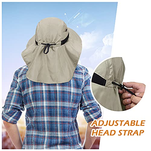 Image of Solaris Sun Hat with Neck Flap, UPF 50 Sun Protection Lightweight Sun Cap for Men Women, Wide Brim Hat for Fishing Hiking