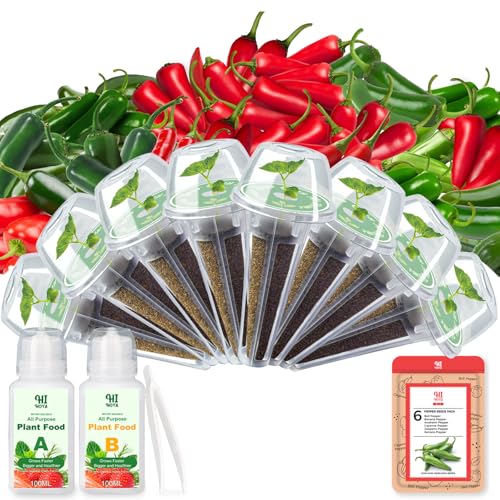 Pepper Seed Pod Kit with Serrano Cayenne Jalapeo Bell Anaheim Banana Pepper Grow Anything Seed Pod Kit Compatible with All Hydroponics (8-Pod)