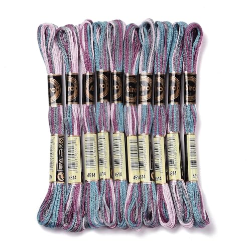 Image of FASHEWELRY 10 Skeins Embroidery Floss Friendship Bracelet String Threads 6-Ply 0.5mm Violet Cross Stitch Embroidery Thread for Sewing Bracelet Making Stitching Crafts