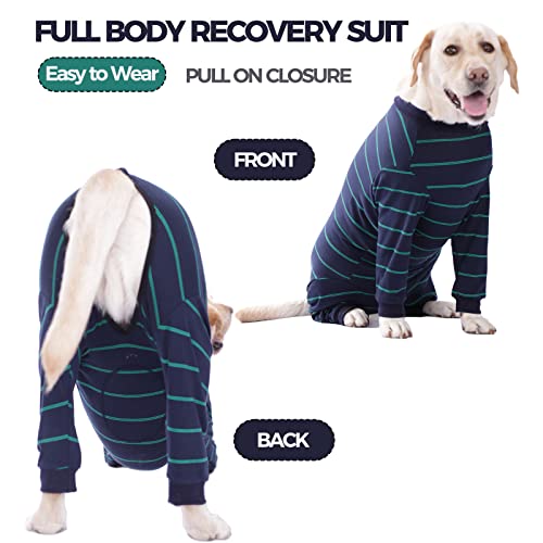 Image of Dog Recovery Suit, Large Medium Pet Onesie Bodysuit for Shedding, Prevent Licking, Wound Protection, Cone Alternative, Dog Shirt Pajamas (Blue, XXXX-Large)