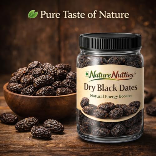 Image of Nature Nutties Dry Black Dates | Premium Quality Kala Khajoor | Naturally Sweet & Nutritious | Healthy Snack (250 Gram)