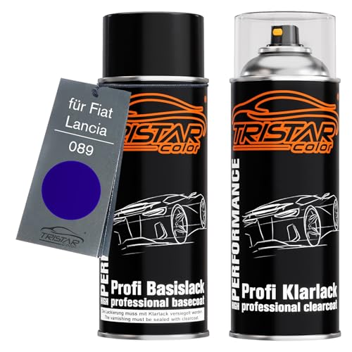 TRISTARcolor Pintura automotriz Set de botes de spray para Fiat/Lancia 089 Azzurro Polizia Pintura base pintura transparente aerosol 400 ml