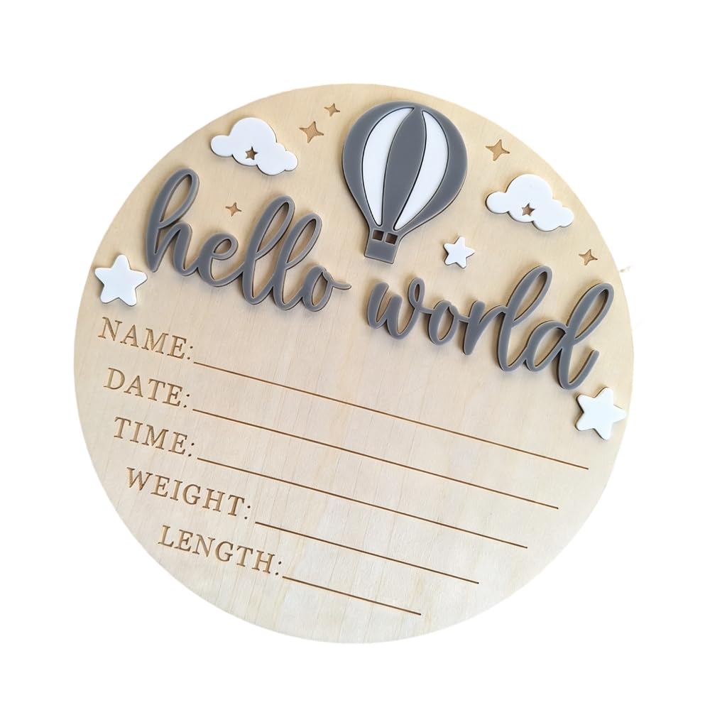 Elnwnnkc Wooden Birth Announcement Plaques with Customizable Name and Date for Nursery