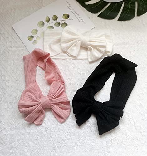 Hjiaruiky Baby Headbands Baby Girls Bows Headband Newborn Bow Handmade Soft Headbands with Bows Hairbands for Infant Toddler Black White Pink4