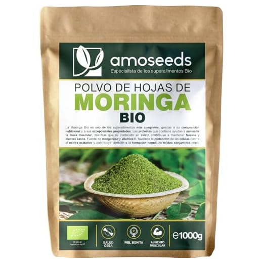 Moringa Oleifera en polvo BIO 1KG | 100% hojas de Moringa orgánica | Proteínas, Piel Bella, Deportes | Primera Calidad