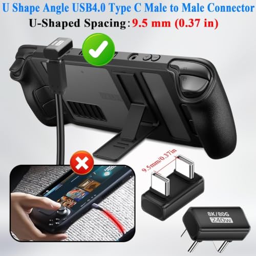 Image of 80Gbps USB C U Shaped Angle Data Adapter PD240W USB Type C Male to Male 180Angle Fast Charge Connector USB4.0 C Full Function U Shape Plug, 8k@60HZ Casting, for Smartphone Steam Deck