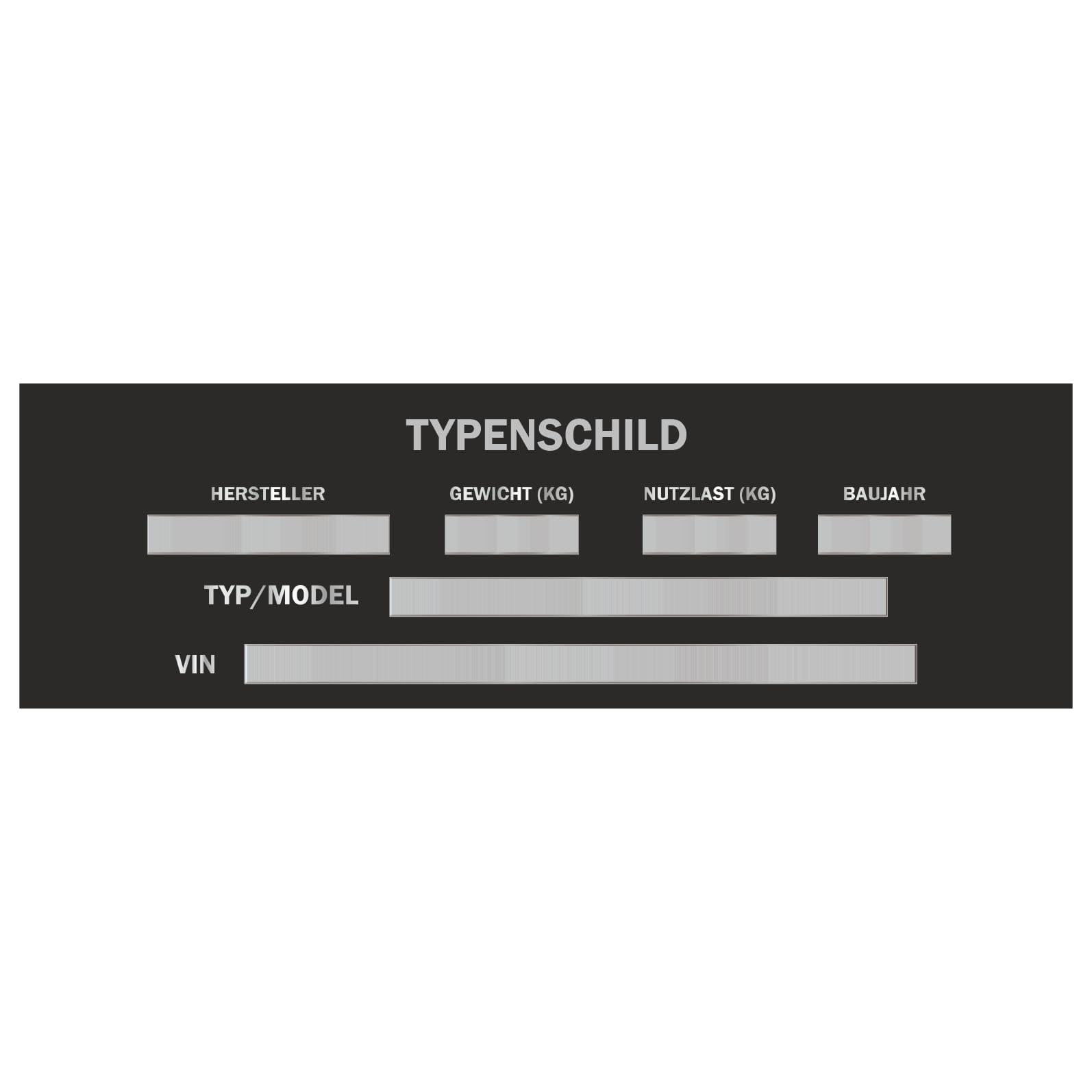 Jarograf Ersatz-Typenschild Anhänger für PKW LKW Auto Aluminium Gravur 130 x 40 mm (130 x 40 mm)