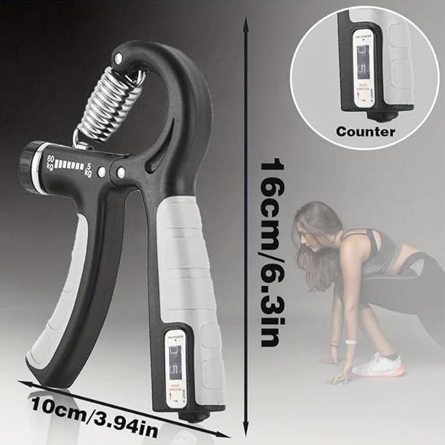 Hand Grip Strengthener with Counter, Adjustable Resistance Training Equipment for Fingers