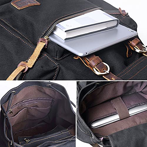 Image of Bluboon Vintage Backpack Leather Trim Casual Bookbag Men Women Laptop Travel Rucksack