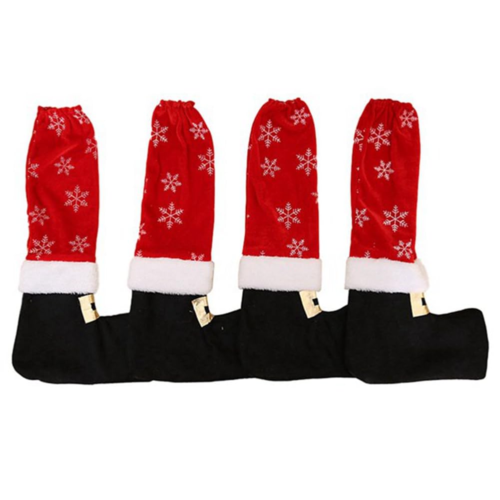 Tenrany Home Rossi Natale Copertura della Sedia, 4 Pezzi Coprisedie Natale Cappello di Babbo Natale Copri Sedia Copertura Christmas Chair Cover
