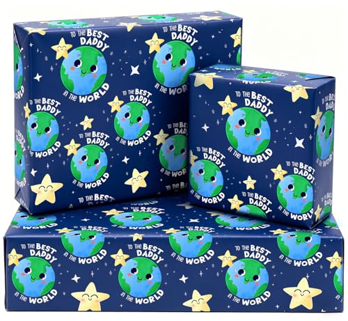 Blue Wrapping Paper 5Pcs Fathers Day Wrapping Paper Star Design for Fathers Day Birthday